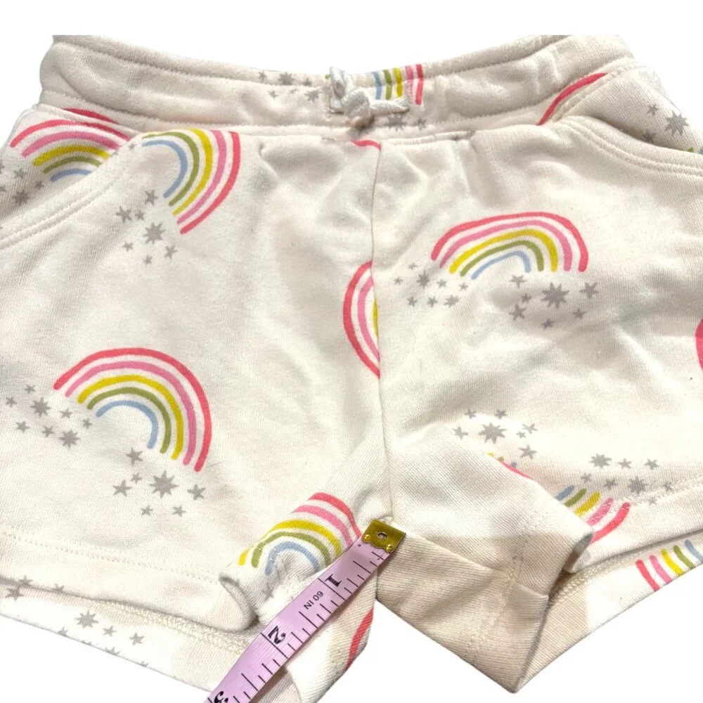 Old Navy toddler girl rainbow‎ print terry pull on drawstring shorts sz 4T